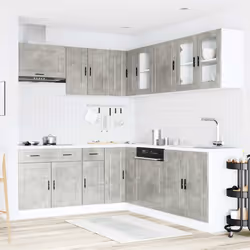 vidaXL 11 Piece Kitchen Cabinet Set Porto Smoked Oak Engineered Wood - concrete grey