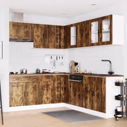 vidaXL 11 Piece Kitchen Cabinet Set Porto Smoked Oak Engineered Wood - smoked oak