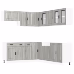 vidaXL 11 Piece Kitchen Cabinet Set Porto Smoked Oak Engineered Wood - grey sonoma