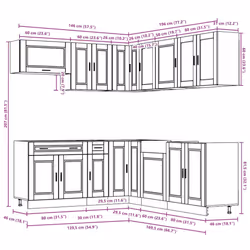 vidaXL 11 Piece Kitchen Cabinet Set Porto Smoked Oak Engineered Wood - grey sonoma - Additional view 10
