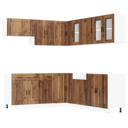 vidaXL 11 Piece Kitchen Cabinet Set Porto Smoked Oak Engineered Wood - old wood