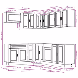 vidaXL 11 Piece Kitchen Cabinet Set Porto Smoked Oak Engineered Wood - old wood - Additional view 10