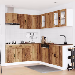 vidaXL 11 Piece Kitchen Cabinet Set Porto Smoked Oak Engineered Wood - old wood
