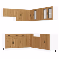 vidaXL 11 Piece Kitchen Cabinet Set Porto Smoked Oak Engineered Wood - artisian oak
