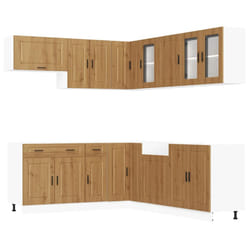 vidaXL 11 Piece Kitchen Cabinet Set Porto Smoked Oak Engineered Wood - artisian oak