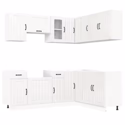 vidaXL 11 Piece Kitchen Cabinet Set Kalmar White Engineered Wood - high gloss white