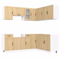 vidaXL 11 Piece Kitchen Cabinet Set Kalmar White Engineered Wood - sonoma oak