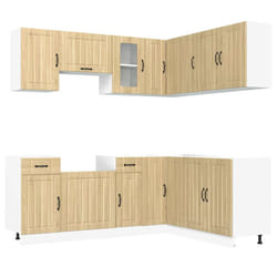 vidaXL 11 Piece Kitchen Cabinet Set Kalmar White Engineered Wood - sonoma oak
