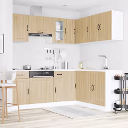 vidaXL 11 Piece Kitchen Cabinet Set Kalmar White Engineered Wood - sonoma oak