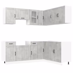 vidaXL 11 Piece Kitchen Cabinet Set Kalmar White Engineered Wood - concrete grey