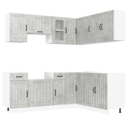 vidaXL 11 Piece Kitchen Cabinet Set Kalmar White Engineered Wood - concrete grey