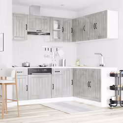 vidaXL 11 Piece Kitchen Cabinet Set Kalmar White Engineered Wood - concrete grey