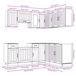 vidaXL 11 Piece Kitchen Cabinet Set Kalmar White Engineered Wood - concrete grey