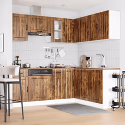 vidaXL 11 Piece Kitchen Cabinet Set Kalmar White Engineered Wood - smoked oak