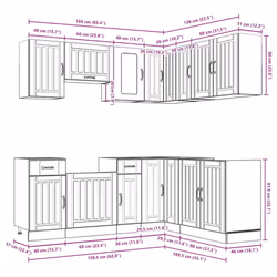 vidaXL 11 Piece Kitchen Cabinet Set Kalmar White Engineered Wood - grey sonoma