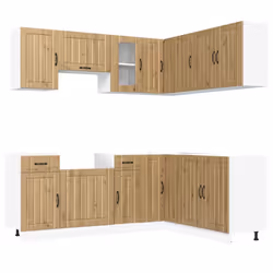 vidaXL 11 Piece Kitchen Cabinet Set Kalmar White Engineered Wood - artisan oak