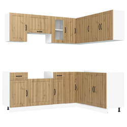 vidaXL 11 Piece Kitchen Cabinet Set Kalmar White Engineered Wood - artisan oak
