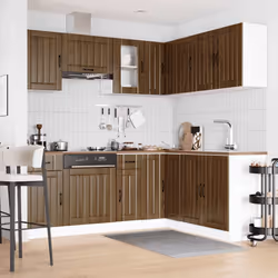 vidaXL Kitchen Cabinet Set Highboard Cabinet Storage Cupboard Engineered Wood - brown oak