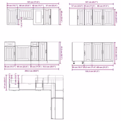 vidaXL Kitchen Cabinet Set Highboard Cabinet Storage Cupboard Engineered Wood - artisan oak - Additional view 8