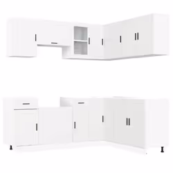 vidaXL 11 Piece Kitchen Cabinet Set Porto Old Wood Engineered Wood - white