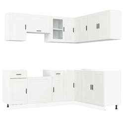 vidaXL 11 Piece Kitchen Cabinet Set Porto Old Wood Engineered Wood - white