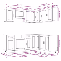vidaXL 11 Piece Kitchen Cabinet Set Porto Old Wood Engineered Wood - sonoma oak
