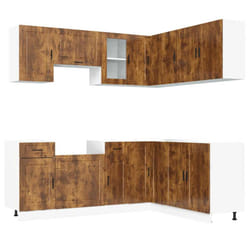 vidaXL 11 Piece Kitchen Cabinet Set Porto Old Wood Engineered Wood - smoked oak