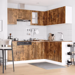 vidaXL 11 Piece Kitchen Cabinet Set Porto Old Wood Engineered Wood - smoked oak