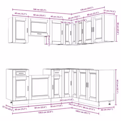 vidaXL 11 Piece Kitchen Cabinet Set Porto Old Wood Engineered Wood - smoked oak
