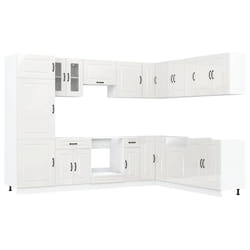 vidaXL Kitchen Cabinet Set 14 Piece Cabinet Cupboard Kalmar Engineered Wood - high gloss white