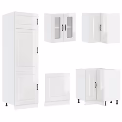 vidaXL Kitchen Cabinet Set 14 Piece Cabinet Cupboard Kalmar Engineered Wood - high gloss white - Additional view 4