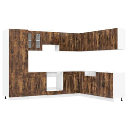 vidaXL Kitchen Cabinet Set 14 Piece Cabinet Cupboard Kalmar Engineered Wood - smoked oak