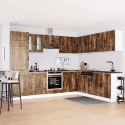 vidaXL Kitchen Cabinet Set 14 Piece Cabinet Cupboard Kalmar Engineered Wood - smoked oak