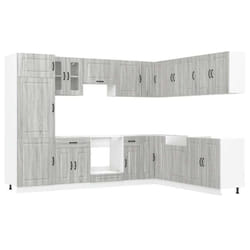 vidaXL Kitchen Cabinet Set 14 Piece Cabinet Cupboard Kalmar Engineered Wood - grey sonoma
