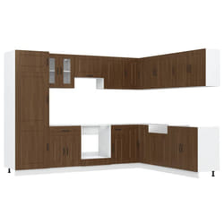 vidaXL Kitchen Cabinet Set 14 Piece Cabinet Cupboard Kalmar Engineered Wood - brown oak