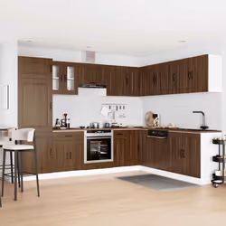 vidaXL Kitchen Cabinet Set 14 Piece Cabinet Cupboard Kalmar Engineered Wood - brown oak