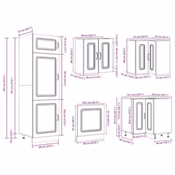 vidaXL Kitchen Cabinet Set 14 Piece Cabinet Cupboard Kalmar Engineered Wood - old wood - Additional view 9