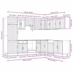 vidaXL Kitchen Cabinet Set 14 Piece Cabinet Cupboard Lucca Engineered Wood - white