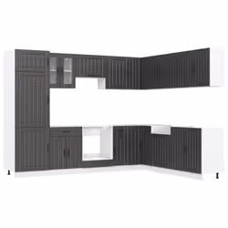 vidaXL Kitchen Cabinet Set 14 Piece Cabinet Cupboard Lucca Engineered Wood - black