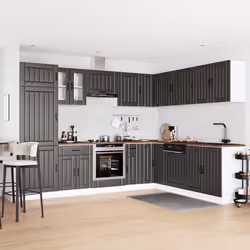vidaXL Kitchen Cabinet Set 14 Piece Cabinet Cupboard Lucca Engineered Wood - black