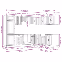 vidaXL Kitchen Cabinet Set 14 Piece Cabinet Cupboard Lucca Engineered Wood - smoked oak