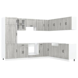 vidaXL Kitchen Cabinet Set 14 Piece Cabinet Cupboard Lucca Engineered Wood - grey sonoma