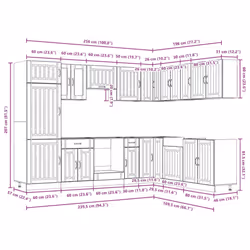 vidaXL Kitchen Cabinet Set 14 Piece Cabinet Cupboard Lucca Engineered Wood - grey sonoma - Additional view 3