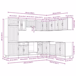 vidaXL Kitchen Cabinet Set 14 Piece Cabinet Cupboard Lucca Engineered Wood - brown oak