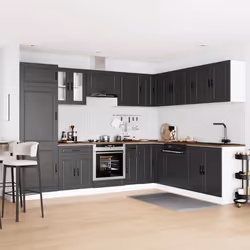 vidaXL Kitchen Cabinet Set 14 Piece Cabinet Cupboard Porto Engineered Wood - black