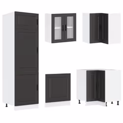 vidaXL Kitchen Cabinet Set 14 Piece Cabinet Cupboard Porto Engineered Wood - black - Additional view 4