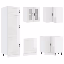 vidaXL Kitchen Cabinet Set 14 Piece Cabinet Cupboard Porto Engineered Wood - high gloss white - Additional view 4