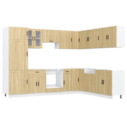 vidaXL Kitchen Cabinet Set 14 Piece Cabinet Cupboard Porto Engineered Wood - sonoma oak