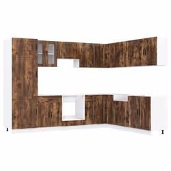 vidaXL Kitchen Cabinet Set 14 Piece Cabinet Cupboard Porto Engineered Wood - smoked oak