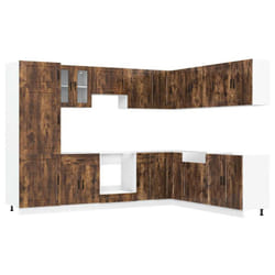 vidaXL Kitchen Cabinet Set 14 Piece Cabinet Cupboard Porto Engineered Wood - smoked oak